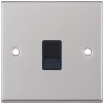 Selectric 7M-Pro Satin Chrome 1 Gang RJ45 Socket with Black Insert