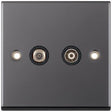Selectric 7M-Pro Black Nickel 2 Gang Satellite and TV/FM Socket with Black Insert