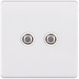 Selectric 5M-Plus Matt White 2 Gang Satellite Socket with White Insert