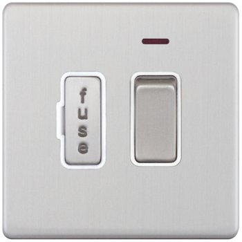Selectric 5M-Plus Satin Chrome 13A DP Switched Fused Connection Unit with Neon and White Insert