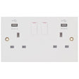 Selectric Square 2 Gang 13A Switched Socket with USB Outlet