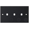 Selectric 5M Matt Black 2 Gang Triple Aperture Dimmer Plate with Matching Knobs