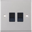 Selectric 5M Satin Chrome 2 Gang RJ45 Data Socket with Black Insert