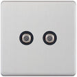 Selectric 5M-Plus Satin Chrome 2 Gang Satellite Socket with Black Insert