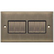 Selectric 5M Antique Brass 6 Gang 10A 2 Way Switch with Black Insert