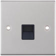 Selectric 5M Satin Chrome 1 Gang Telephone Secondary Socket with Black Insert