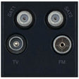 Selectric Black Isolated 2xCoaxial/Aerial (Male & Female) and 2xF-Type Satellite Module with Faraday Cage
