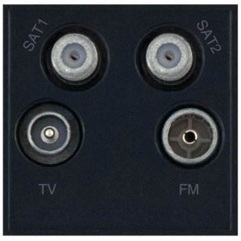 Selectric Black Isolated 2xCoaxial/Aerial (Male & Female) and 2xF-Type Satellite Module with Faraday Cage