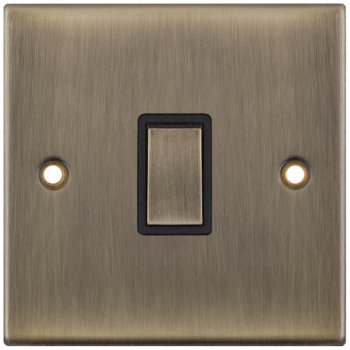 Selectric 5M Antique Brass 1 Gang 20A DP Switch with Black Insert