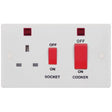 Selectric Smooth 45A DP Switch and 13A Switched Socket with Neon and Red Rockers