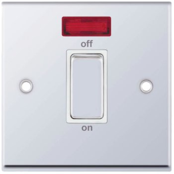 Selectric 7M-Pro Polished Chrome 1 Gang 45A DP Switch with Neon and White Insert