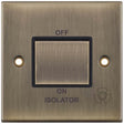 Selectric 5M Antique Brass 1 Gang 10A 3 Pole Fan Isolator Switch with Black Insert