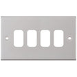 Selectric 5M GRID360 Satin Chrome 4 Gang Faceplate