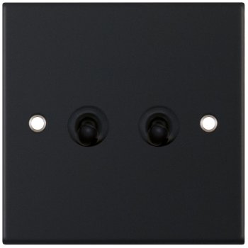 Selectric 5M Matt Black 2 Gang 10A 2 Way Toggle Switch