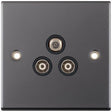 Selectric 5M Black Nickel Triplex Sat/TV/FM Socket with Black Insert