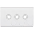 Selectric 5M-Plus Matt White 2 Gang Triple Aperture Dimmer Plate with Matching Knobs