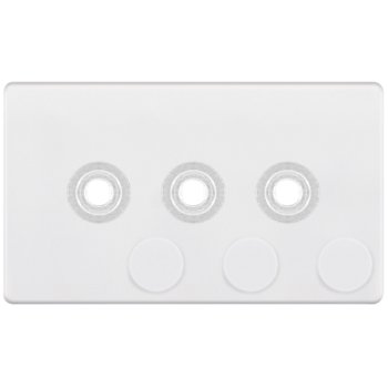 Selectric 5M-Plus Matt White 2 Gang Triple Aperture Dimmer Plate with Matching Knobs