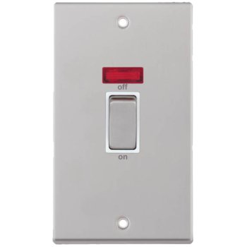 Selectric 7M-Pro Satin Chrome 2 Gang 45A DP Switch with Neon and White Insert