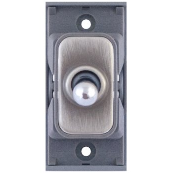 Selectric GRID360 Satin Chrome 10A Intermediate Toggle Switch Module with Grey Insert