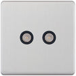 Selectric 5M-Plus Satin Chrome 2 Gang TV/FM Socket with Black Insert