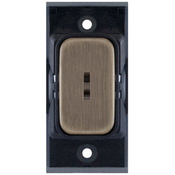 Selectric GRID360 Antique Brass 20A DP 1 Way Keyswitch Module with Black Insert