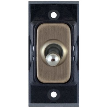 Selectric GRID360 Antique Brass 10A 2 Way Toggle Switch Module with Black Insert