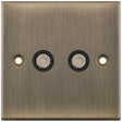 Selectric 5M Antique Brass 2 Gang TV/FM Socket with Black Insert