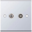 Selectric 5M Polished Chrome 2 Gang Satellite and TV/FM Socket with White Insert