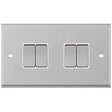 Selectric 7M-Pro Satin Chrome 4 Gang 10A 2 Way Switch with White Insert