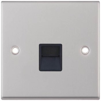 Selectric 7M-Pro Satin Chrome 1 Gang Telephone Master Socket with Black Insert