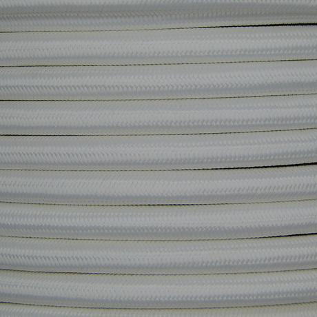 01008 Round Braided Flex 3 core 0.75mm White, mtr - Lampfix - Sparks Warehouse