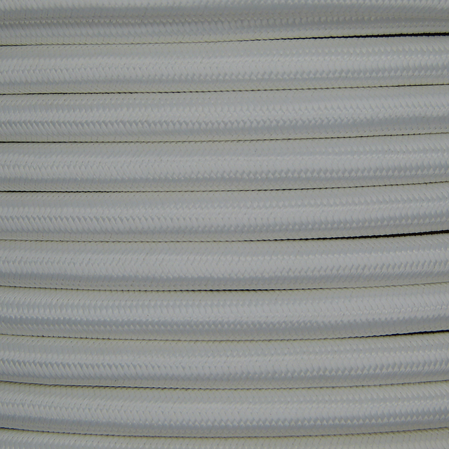 01008 Round Braided Flex 3 core 0.75mm White, mtr - Lampfix - Sparks Warehouse