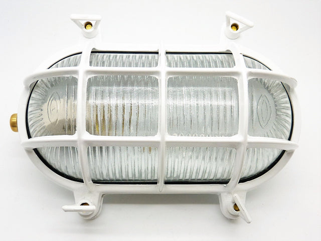 09015 Solid Brass Bulkhead Standard Large 120mm x 225mm - White - Lampfix - Sparks Warehouse
