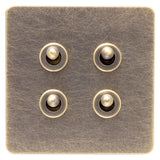 Screwless Antique Brass Toggle Switch - 4 Gang - The Georgian - Caradok
