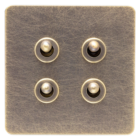 Screwless Antique Brass Toggle Switch - 4 Gang - The Georgian - Caradok