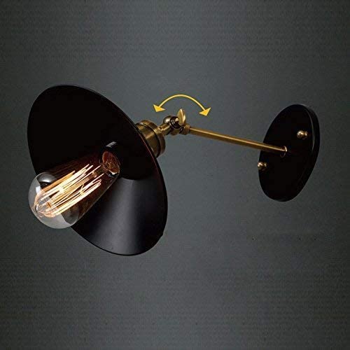 Vintage Style Single Arm Wall Light With Black Iron Metal Shade