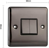 Caradok 2 Gang 2 Way Light Switch - Black Nickel - Caradok