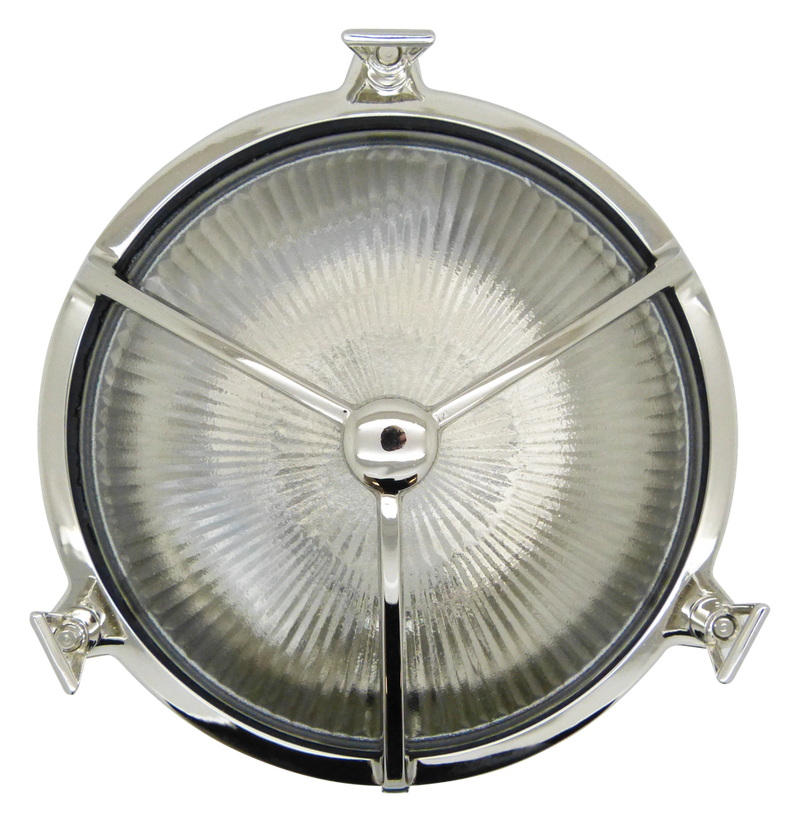 navigator solid brass large trident bulkhead mirror nickel - Caradok