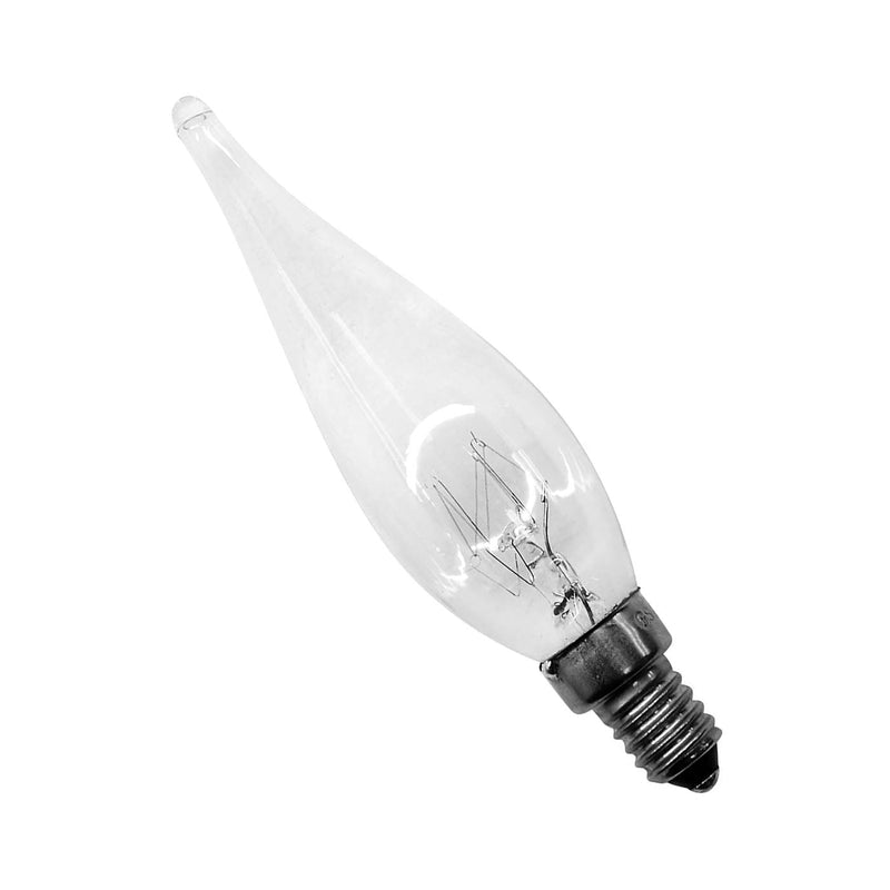 Candle 15w E10/MES 240v  Lighting Clear Pointed GS1 Light Bulb - Dimensions 22x77mm