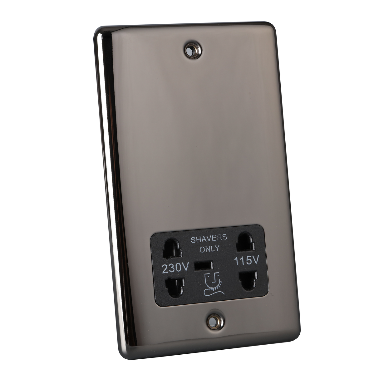 Caradok Shaver socket 115v/230 dual voltage Black Nickel, Black Insert - Caradok