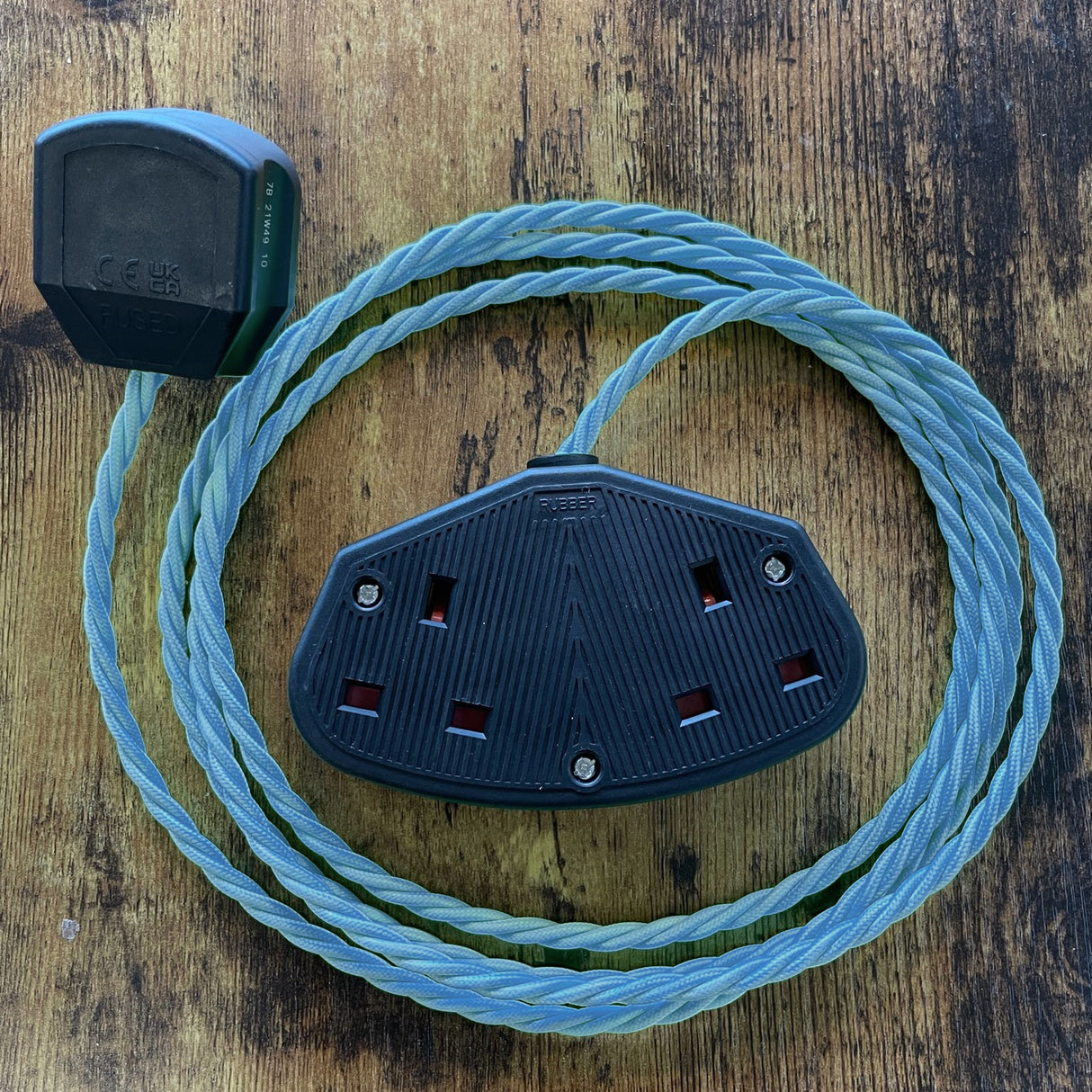 Coloured Fabric Decorative Extension Lead - Twisted Flex