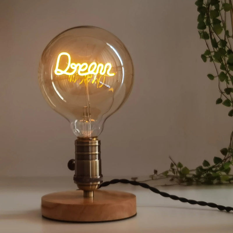 Large Globe Decorative LED Filament Bulb With Curved Letters Filament