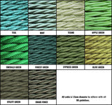 Green Braided Fabric Decorative Extension Lead - 4 Gang Black Trailing Socket