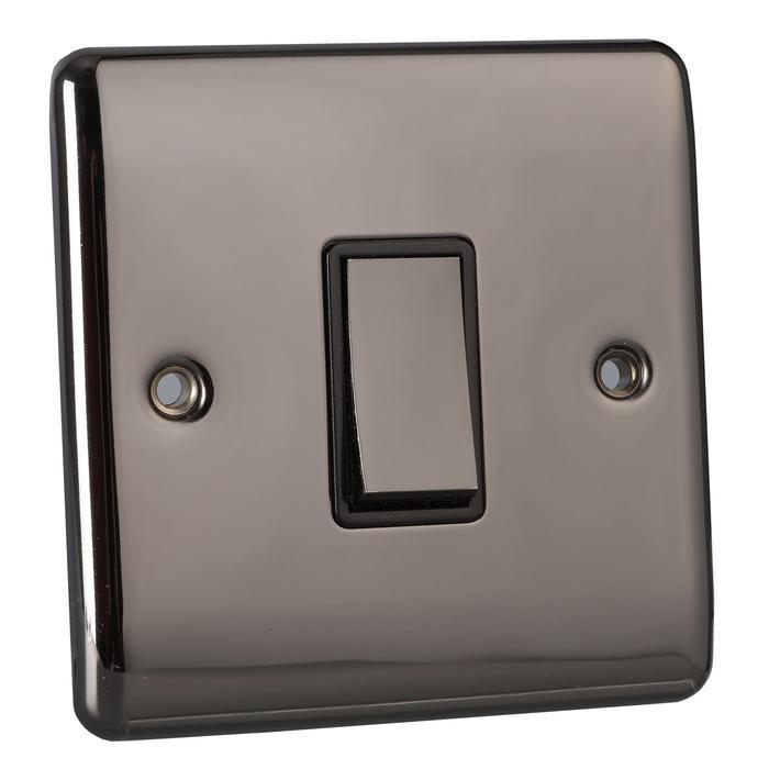 Caradok 1 gang 2 way intermediate switch black nickel, Metal Switch, black Insert - Caradok