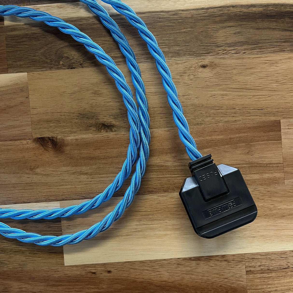 Purple / Blue Braided Fabric Decorative Extension Lead - Black Trailing Socket