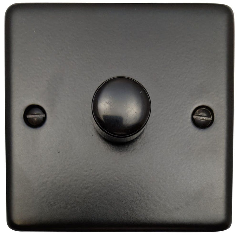 CFB11 Standard Plate Matt Black 1 Gang 1 or 2 Way 400W Halogen Dimmer Switch