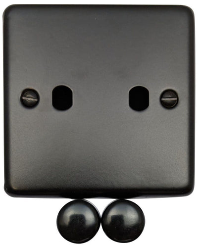 CFB12-PK Standard Plate Matt Black 2 Gang Dimmer Plate Only inc Dimmer Knobs