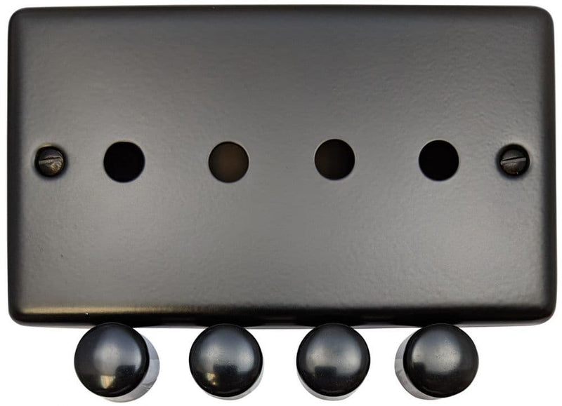 CFB14-PK Standard Plate Matt Black 4 Gang Dimmer Plate Only inc Dimmer Knobs