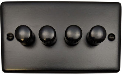 CFB14 Standard Plate Matt Black 4 Gang 1 or 2 Way 400W Halogen Dimmer Switch