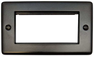 CFB164 Standard Plate Matt Black 2 Gang 4 Euro Module Plate